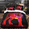 Colorful Fantasy Tiger 3D Digital Printing Bedding Set, Microfiber Quilt Cover With Zipper For Adults Teenagers Children Single