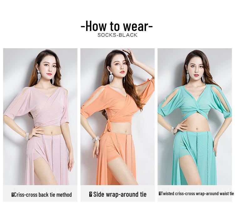 Huayu Dancewear Women's Sexy Belly Dance Practice Set - Beginner Oriental Performance Costume