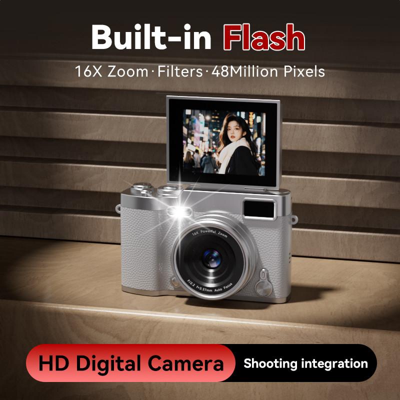 4K Digital Camera 1080P Video Camera 48MP Digital Camera CCD Camera Ultra HD 16X Digital Zoom Vlogging Camera LED Fill Light And Beauty Filter