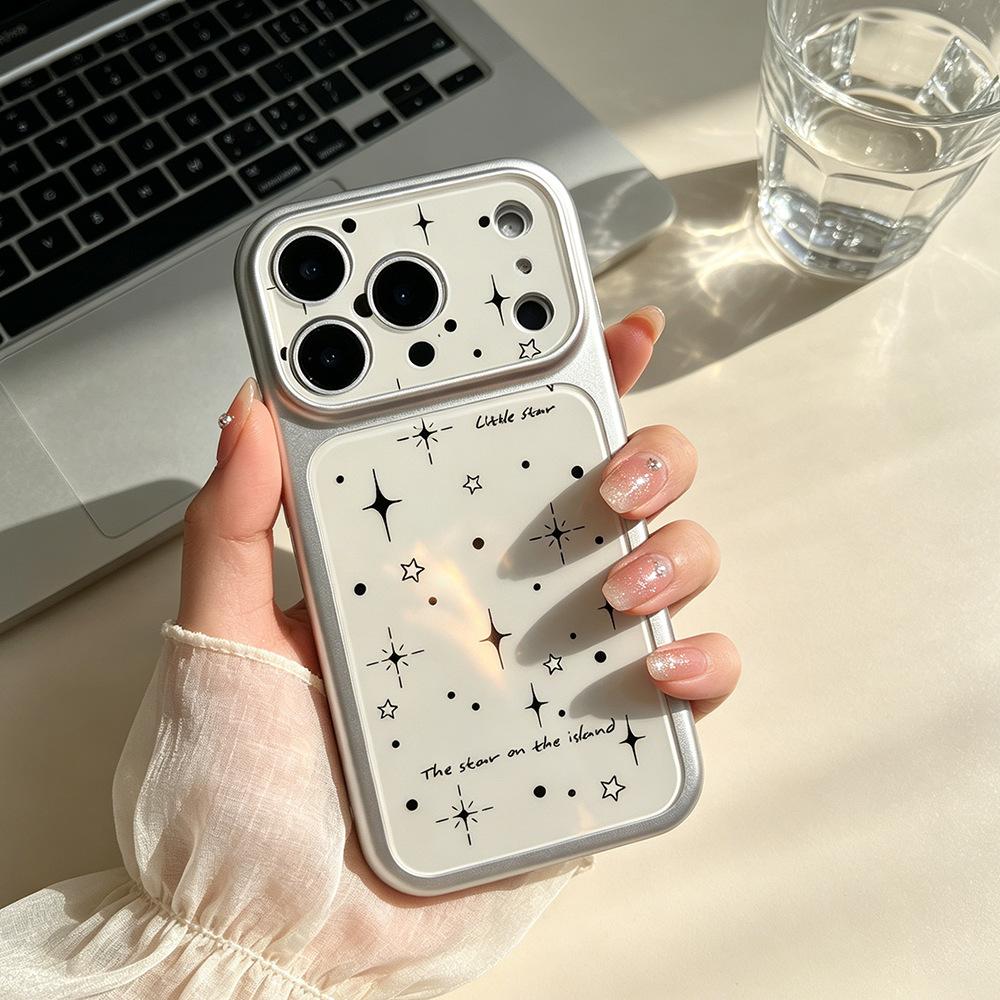Ins Grey Starlight Suitable for 15/17pm Apple 16Pro Silicone Protective Case 17max Imitation Glass iPhone17