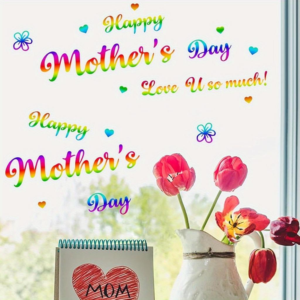 5pcs Mother's Day decorations Happy father Balloon Stickers Gold Black DIY ballons stickers Mother Birthday Party Decoration