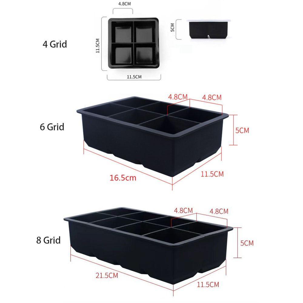 4/6/8 Grid Large Ice Cube Mold Silica Gel Ice Storage Box Fashion Ice Grid