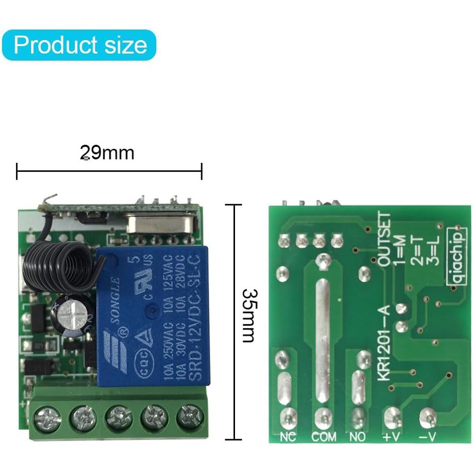 433Mhz Universeller Drahtloser Fernbedienungsschalter DC 12V 1CH Relais Empfängermodul RF Sender Momentary Toggle Latch für Tor