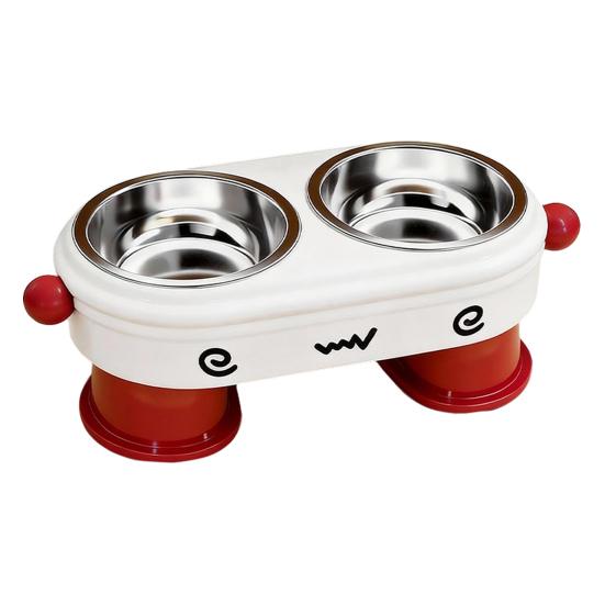 Hrănitoare ridicată pentru animale de companie cu bol interior din oțel inoxidabil rezistent la vărsare, stație 2 în 1 pentru hrană și apă pentru câini mici și medii, cățeluși