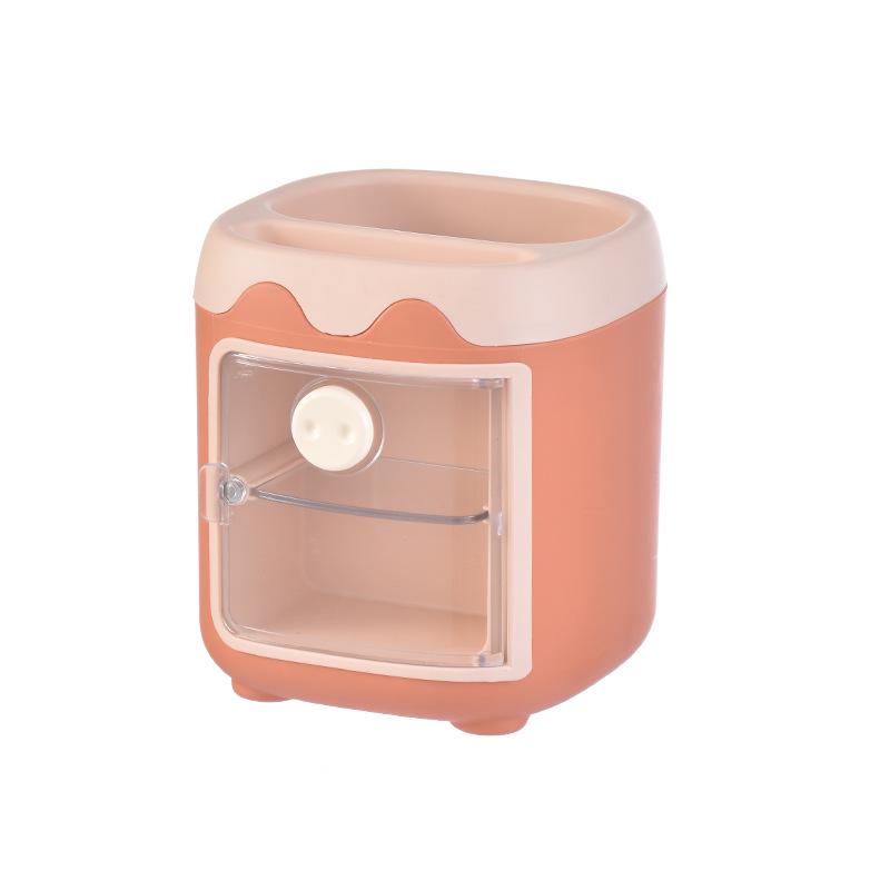 Rotatable Transparent Cartoon Pen Holder - Cute & Simple Desk Organizer for Students