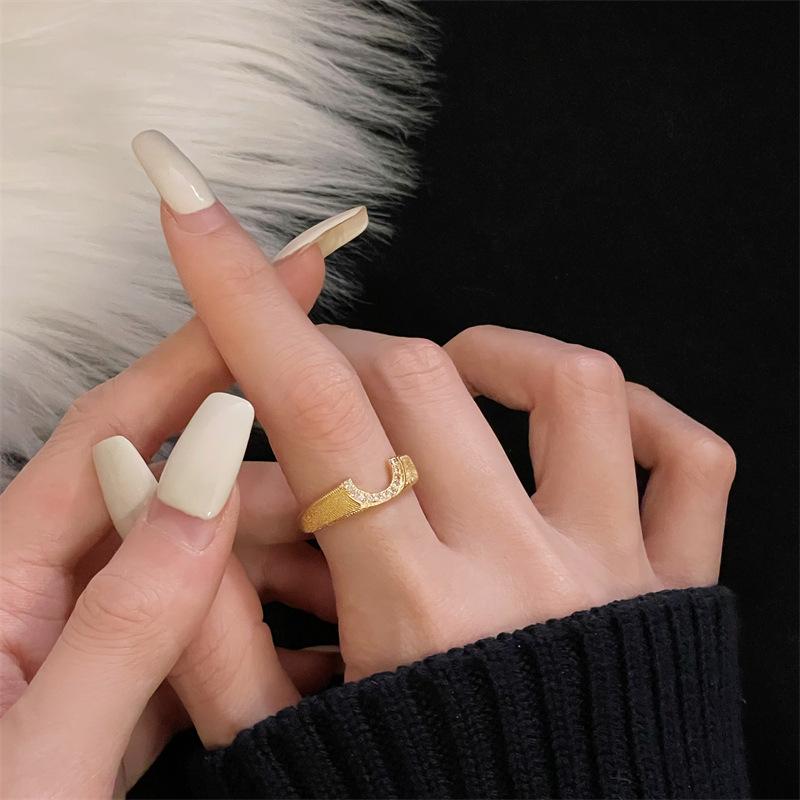 Medieval Style Retro Brushed Court Style Open Ring Temperament Gold Exquisite Light Luxury High Sense Ring