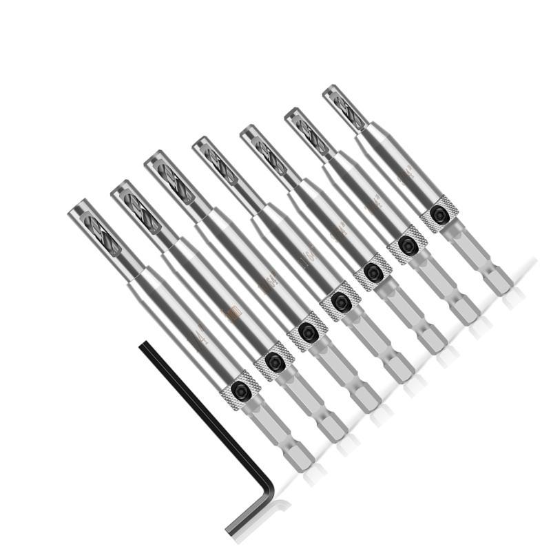652F 7Pcs Woodworking Drill Bits Reaming Bits Hole Opener Hardware Tool Door Window
