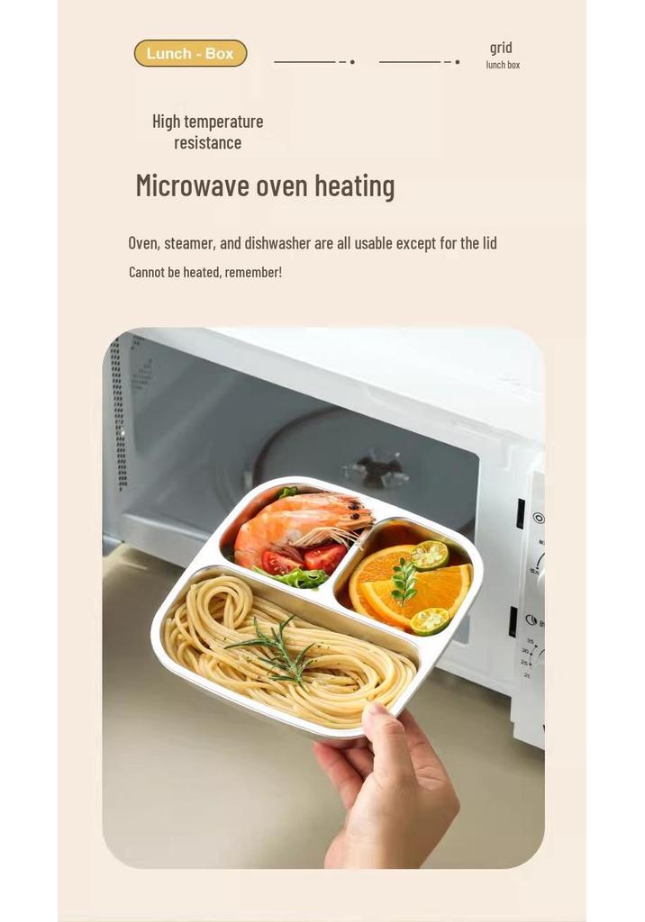 304 Stainless Steel Compartment Lunch Box | Sealed for Portion Control | Office & Microwave Safe