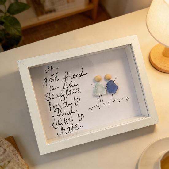 Sea Glass Poem Picture Frame Good Friend Is Lucky To Have Like Seaglass Handmade Sea Glass Wall Art Frame Decor Friendship Gift for Best Friends