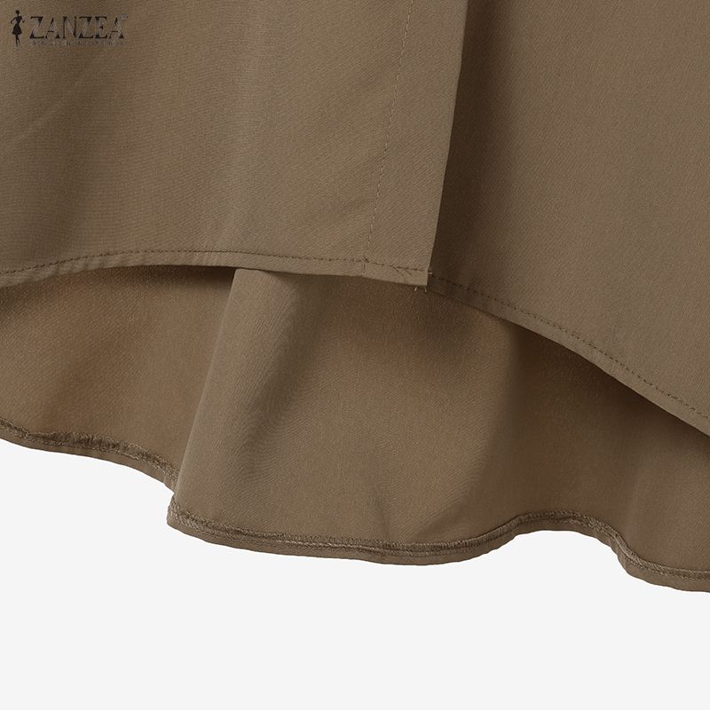 ZANZEA Dame Casual Nedslått Krage Løs 3/4 Ermet Bluse