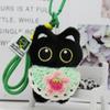 With Woven Bracelet Cat Pendant Squeak Car Key Ring Cute Black Cat Plush Doll Keychain  Gifts