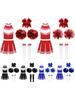 Set Costume da Cheerleader per Ragazze Top Senza Maniche con Zip Gonna Pieghettata Fascia con Fiocco Fiori per le Mani Calzini Lunghi