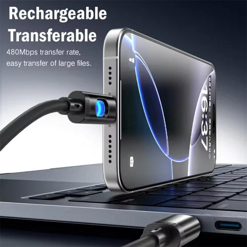 60W Neues PD Schnelllade-Datenkabel RGB LED USB Schnelllade-Datenkabel Tragbares Typ C Kabel Für iPhone17 16 15 Samsung Xiaomi Huawei