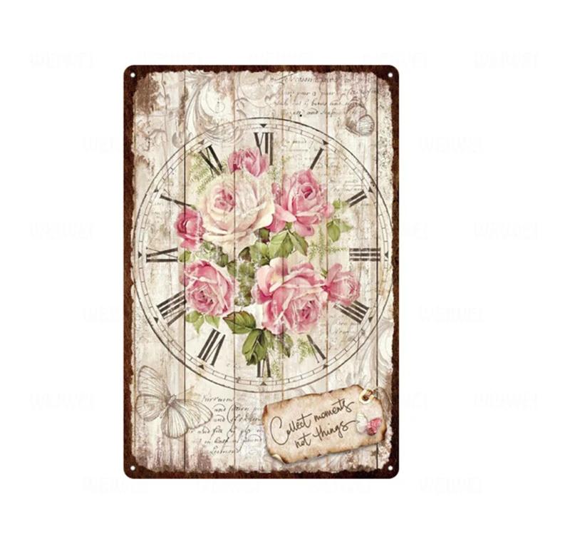 Flower Vintage Shabby Metal Tin Sign Artistic Tin Painting Indoor Home Living Room Decor Pin Up Man Cave Wall Sticker Tin Pla