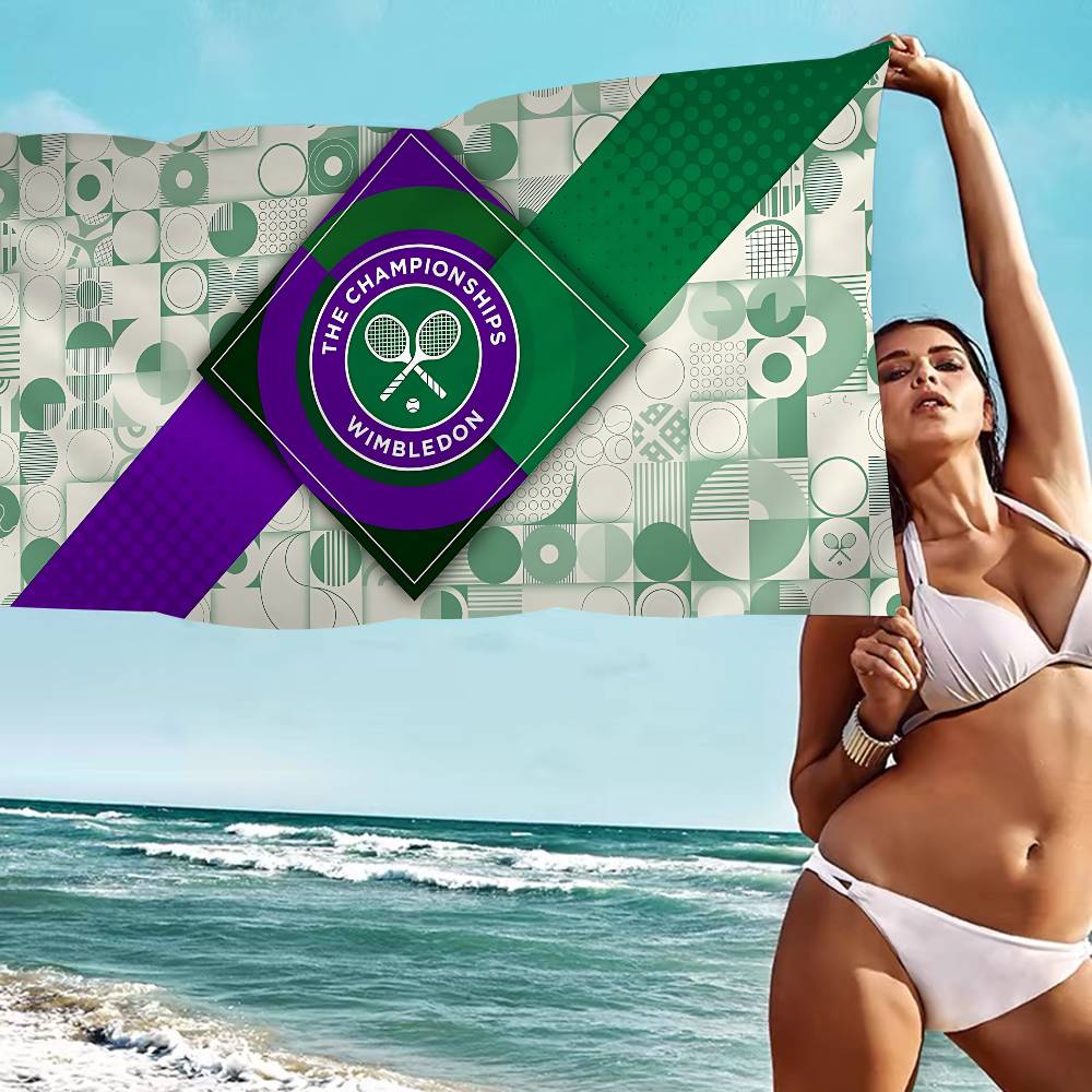 W-Wimbledon Pattern Microfiber Printed Beach Towel Mountain Climbing Yoga Beach Swimming Running Absorbent Soft Towel