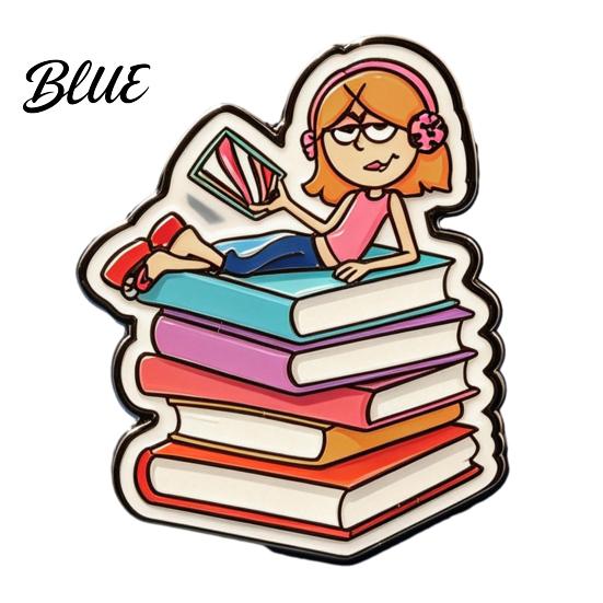 Oxidation-resistant Pin Metal Base Brooch Pin Enamel Girl Reading Book