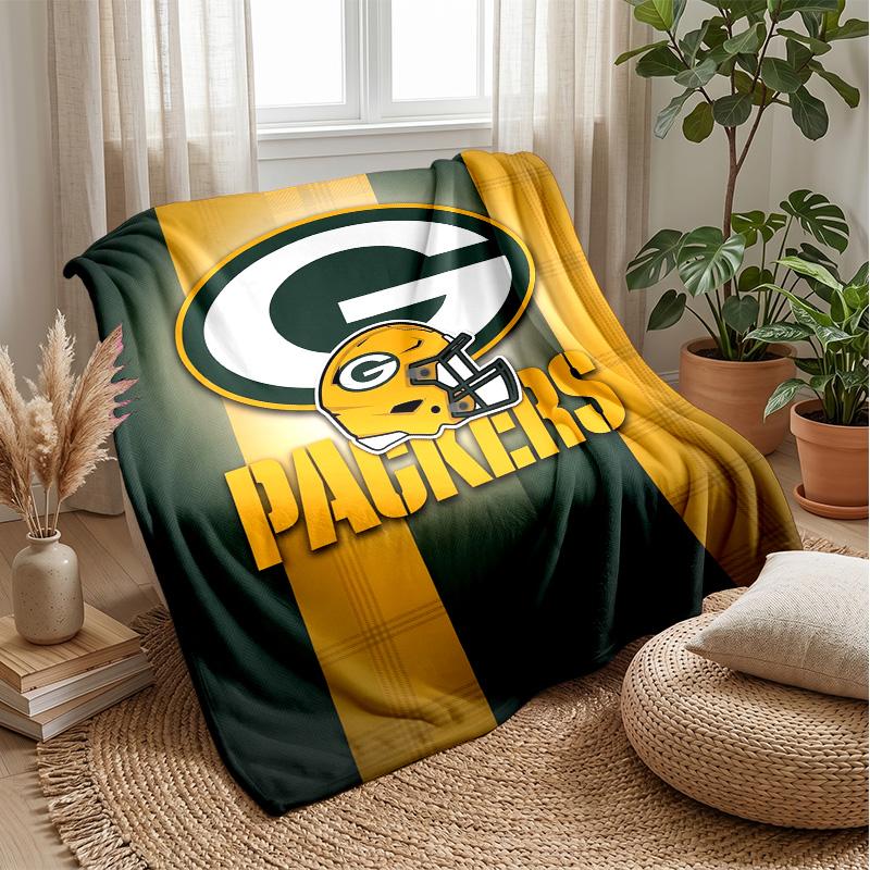Green Bay Packers Flannel Fleece Blanket Cozy Warm Throw Blanket For Couch Bed Travel All Season Use
