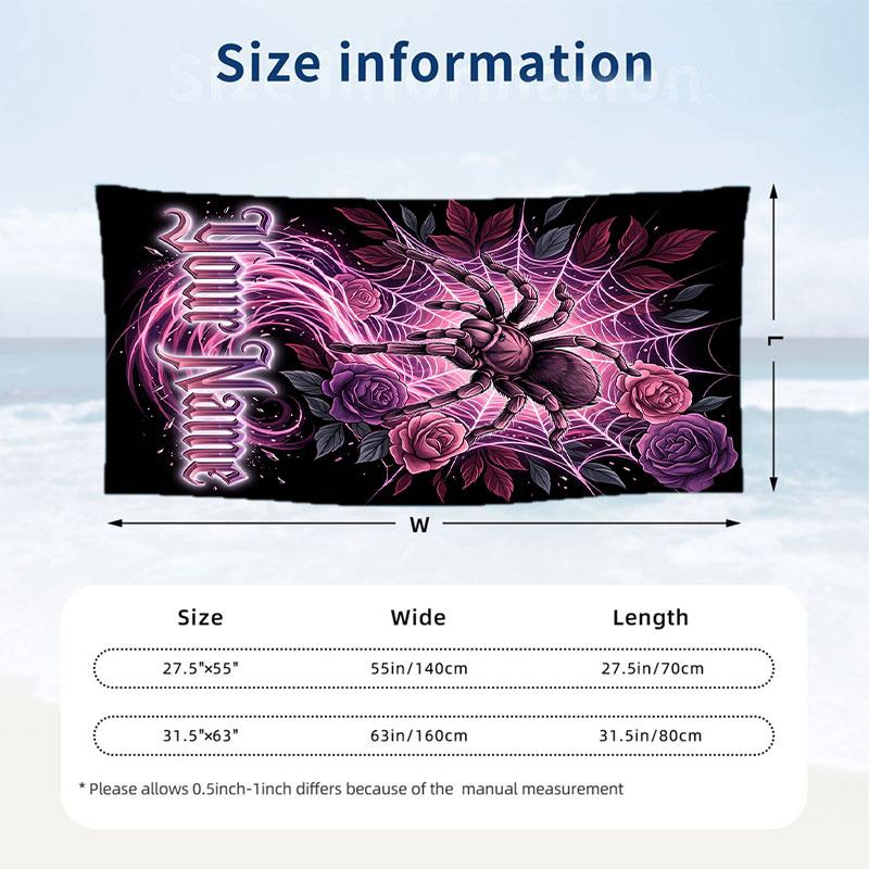 Floral Garden Theme Beach Towel Personalized Custom Name & Text Soft Quick Dry Beach Towel for Swimming Travel
