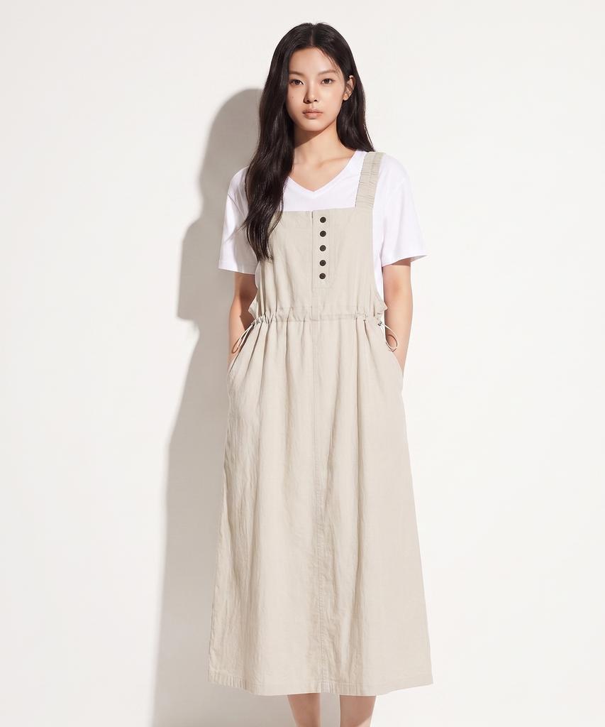 Nunchi String Suspender Layered Dress - Beige