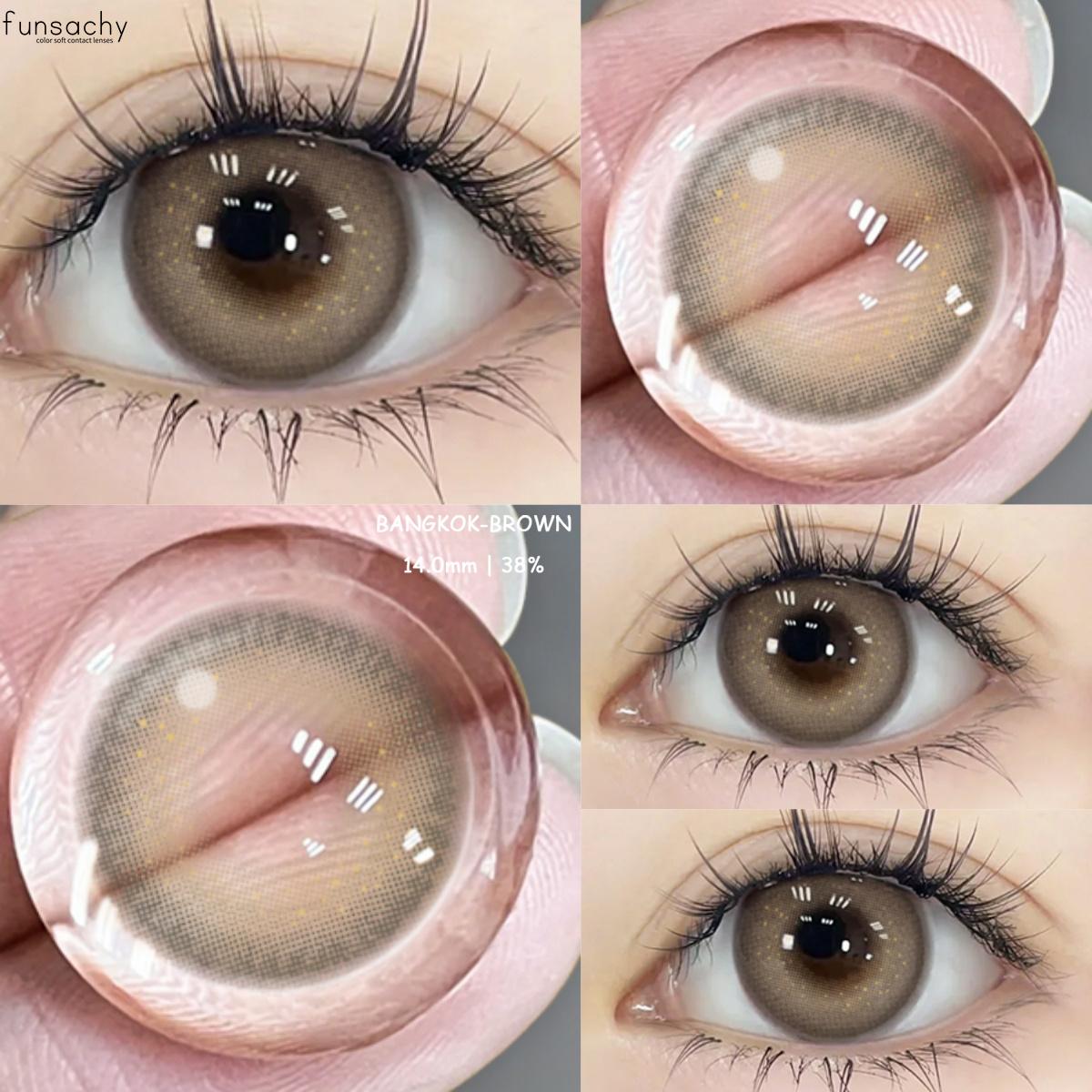 

FUNSACHY NEW Контактні лінзи 2 шт. Натуральні корейські контактні лінзи для очей Косметичні кольорові контактні лінзи Макіяж Чорно-сірі Краса Зіниця Карі Кольорові очі