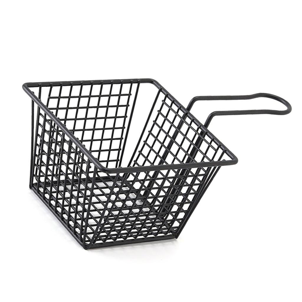 Fryer Basket Iron French Fry Holder Frying Strainer with Handle for Restaurant Home Black
