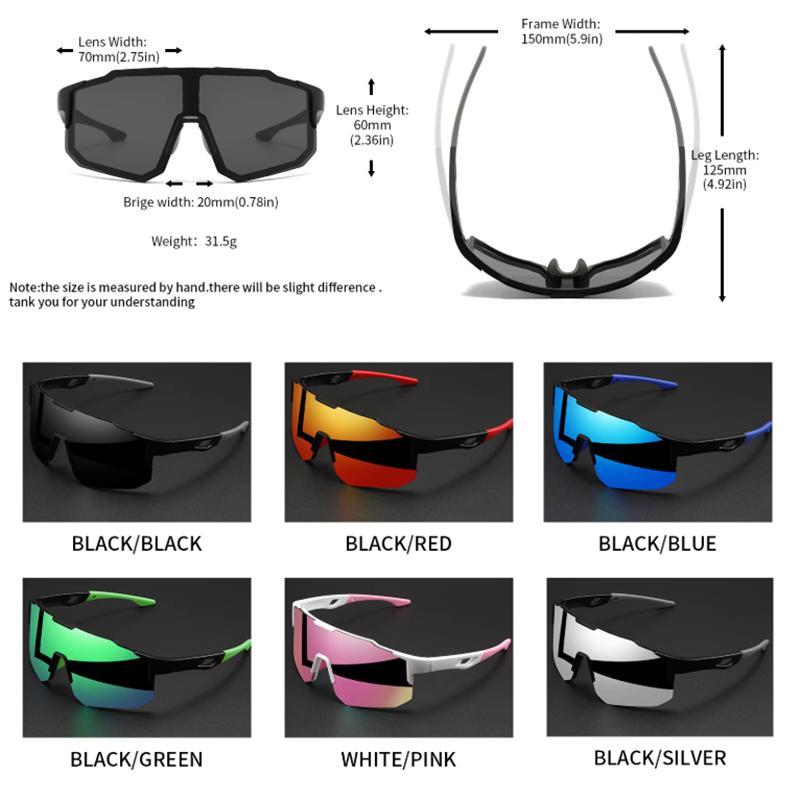 Übergroße Bunte Sportsonnenbrille - Wraparound-Design, UV400 Unisex Komfortpassform für Radfahren, Wandern & Outdoor