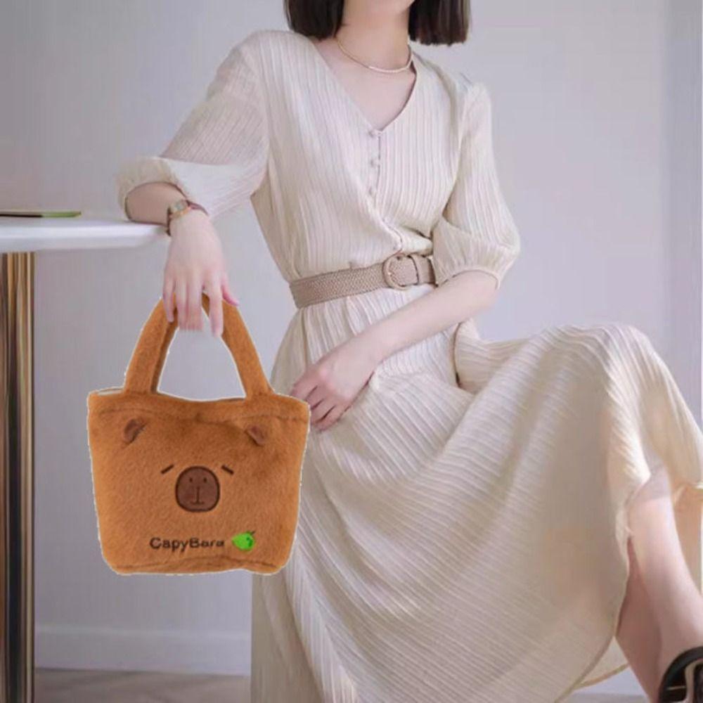 Large Capacity Capybara Plush Handbag Stuffed Cartoon Backpack Capybara Crossbody Bag  Unisex