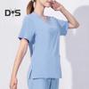 V Neck Short Sleeve Operating Room Uniform Tops Pockets Side Split Hospital Working Tops Nurse Dental Surgery Tops Workwear