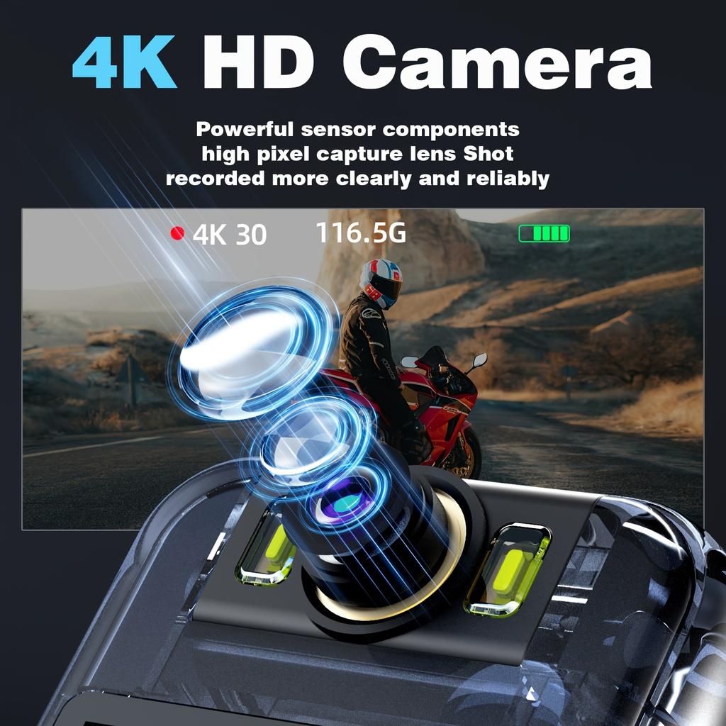 1pc Portable 4K Ultra HD Camera With WiFi Hotspot, 180° Rotatable Lens, Mini Camera For Outdoor Sports, Motorcycle & Bicycle Dash Cam