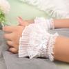 Guanti da donna con maniche finte in pizzo con volant, polsini decorativi con protezione solare