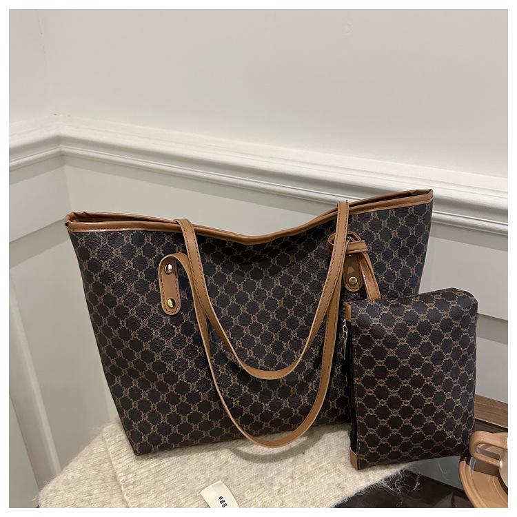 2025 Vintage Květinová Kostkovaná Taška přes Rameno - High-End, Velkokapacitní Taška Matka-Dítě