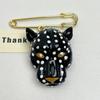 Elegant Enamel Leopard Head Brooch For Women Luxury Vintage Queen Style Pin Accessory Daily Party Accessory