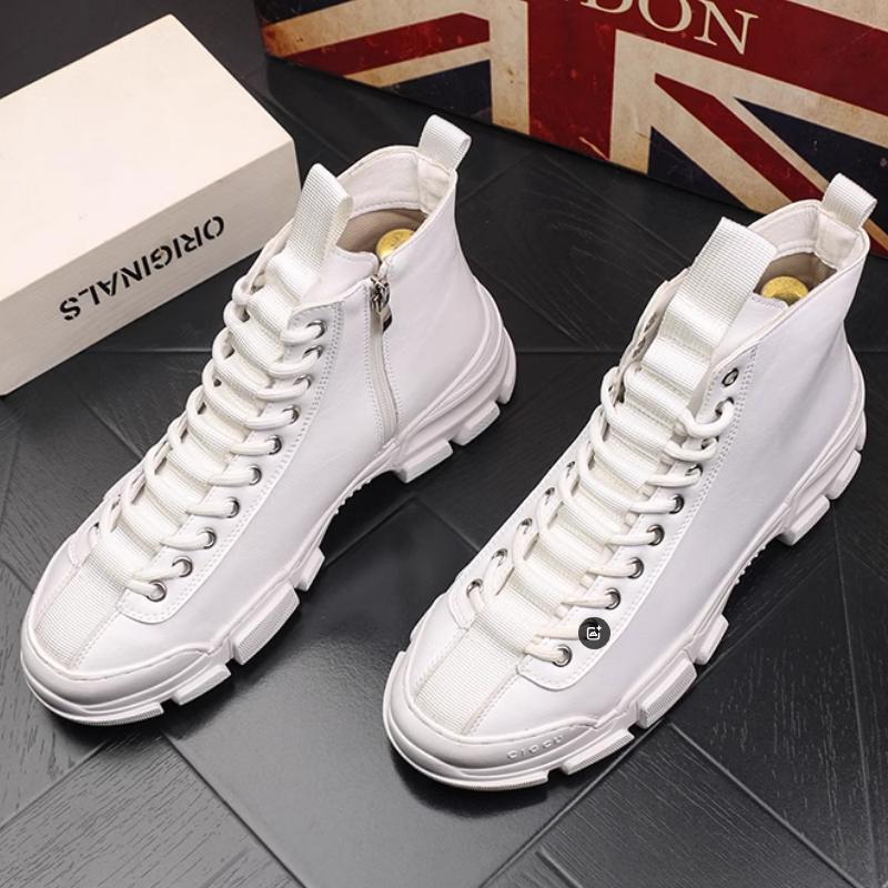 

Fashion Luxury Fashion Sports Boots Lace-up men s ankle platform soles Everyday outdoor boots Zapatos Hombre b8 38 белый