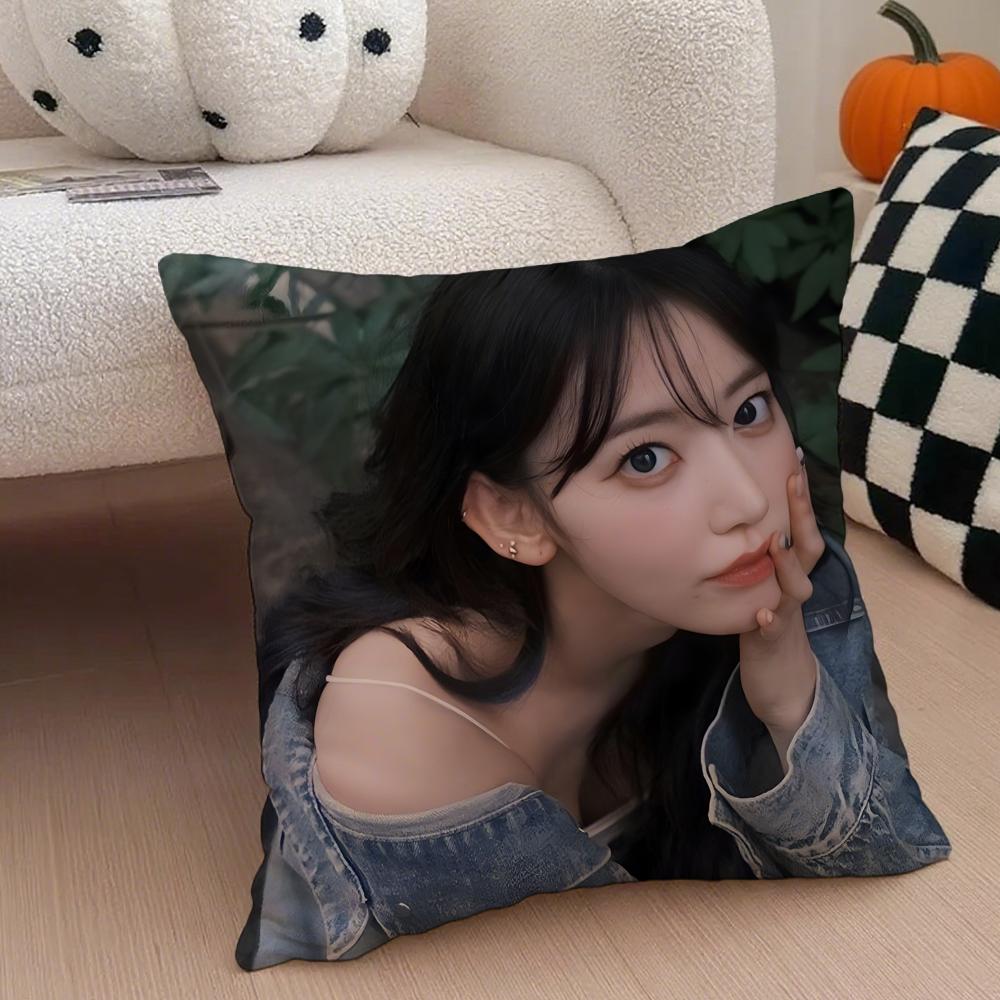 singer cute SSakura Miyawaki Cushion Cover Throw Pillow Cover Hidden Button Durable Polyester Chair Cushion
