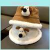 Childrens Winter Dog Print Fisherman Hat With Plush Lining For Baby Girls And Boys