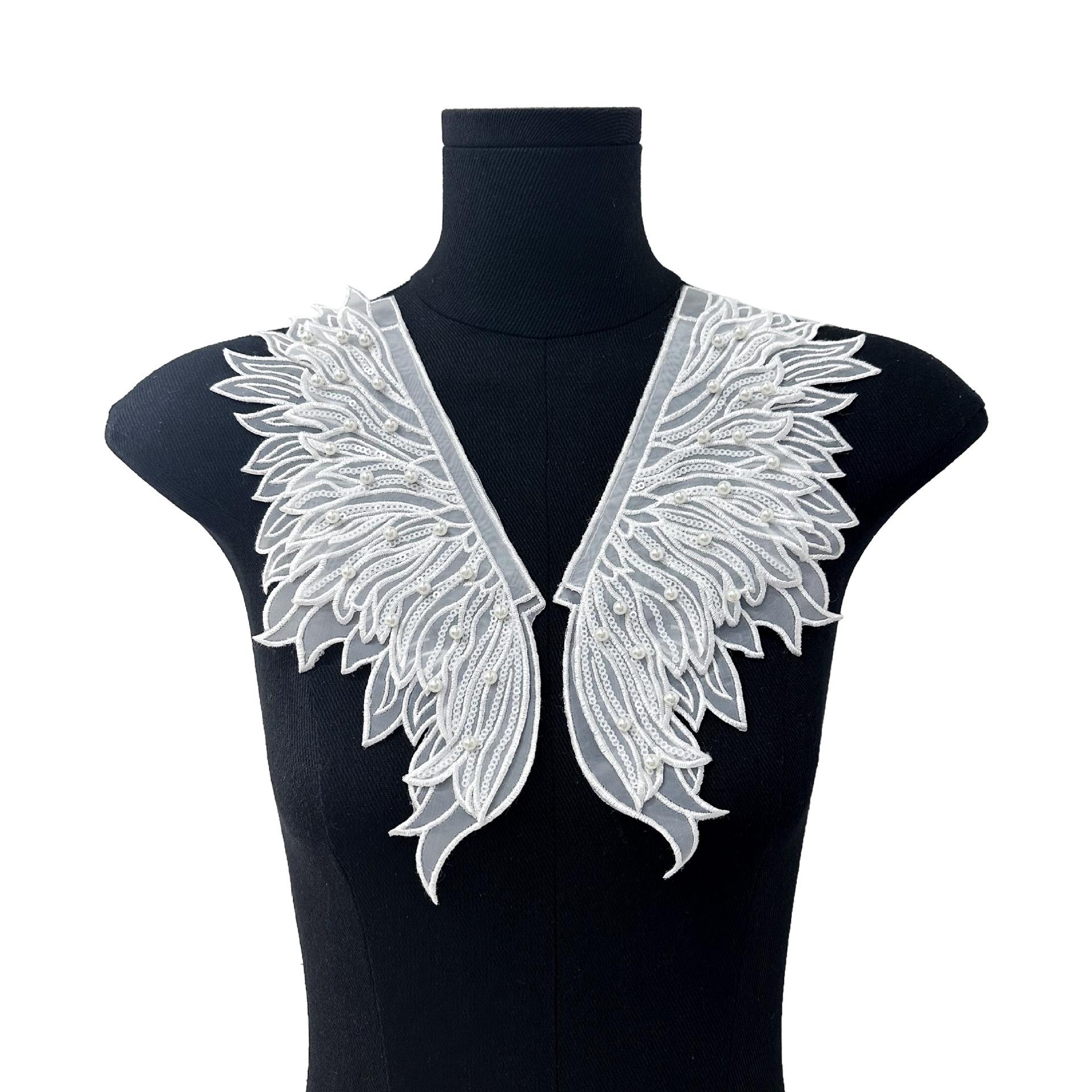 

Embroidered Angel Wings Beaded Organza Collar for Women s Clothing