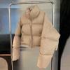 Autunno Inverno Donna Cappotto in cotone Colletto alla coreana Protezione collo Manica lunga Antivento Termico Imbottito spesso Chiusura con cerniera liscia Giacca morbida da donna