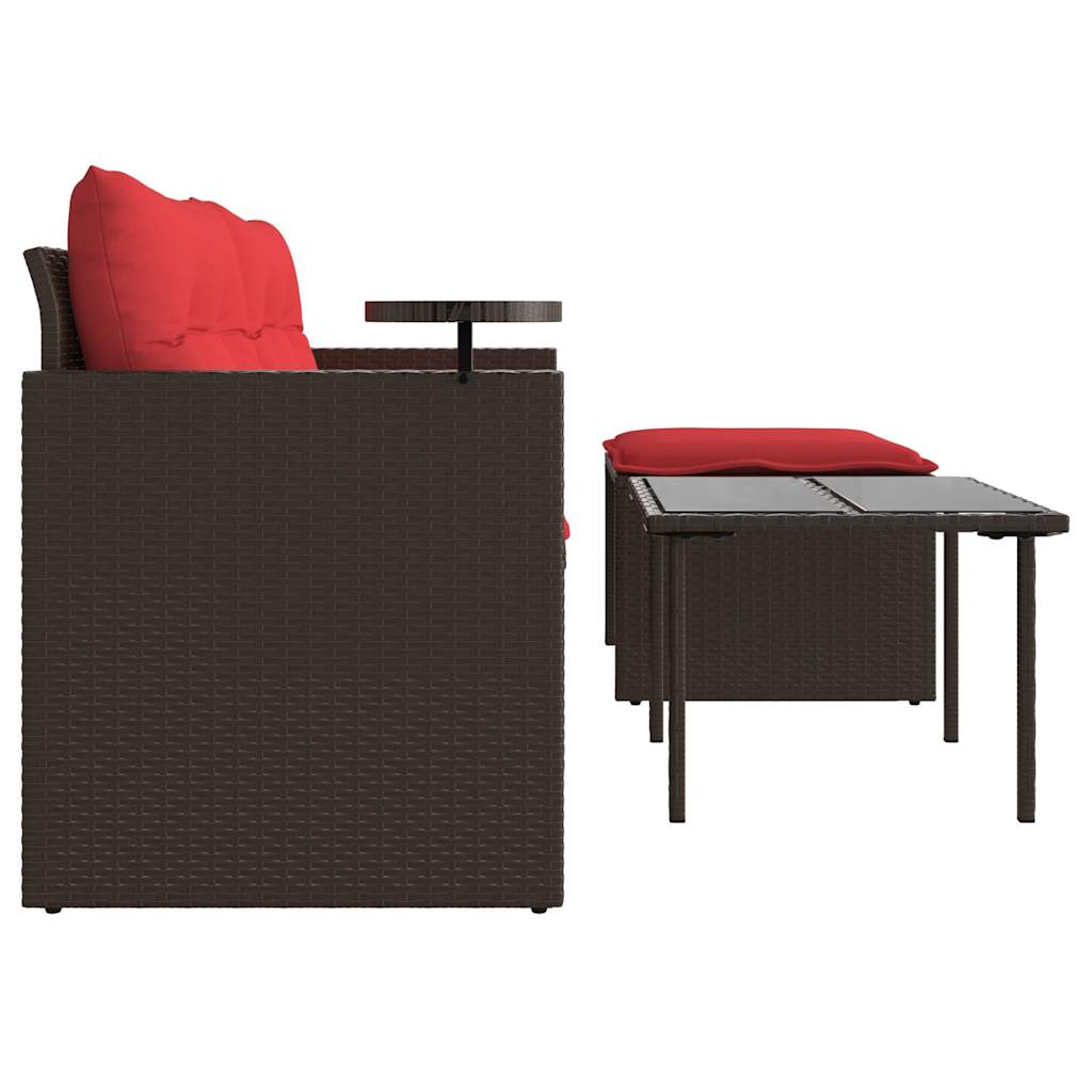 3 Piece Garden Sofa Set with Cushions Brown Poly Rattan