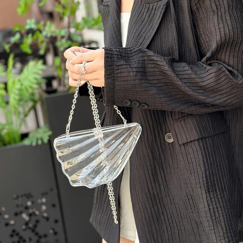 Personalized and Creative Shell Small Bag Women's 2025 New Trendy Korean Version Acrylic Messenger Bag Girl Chain Bag