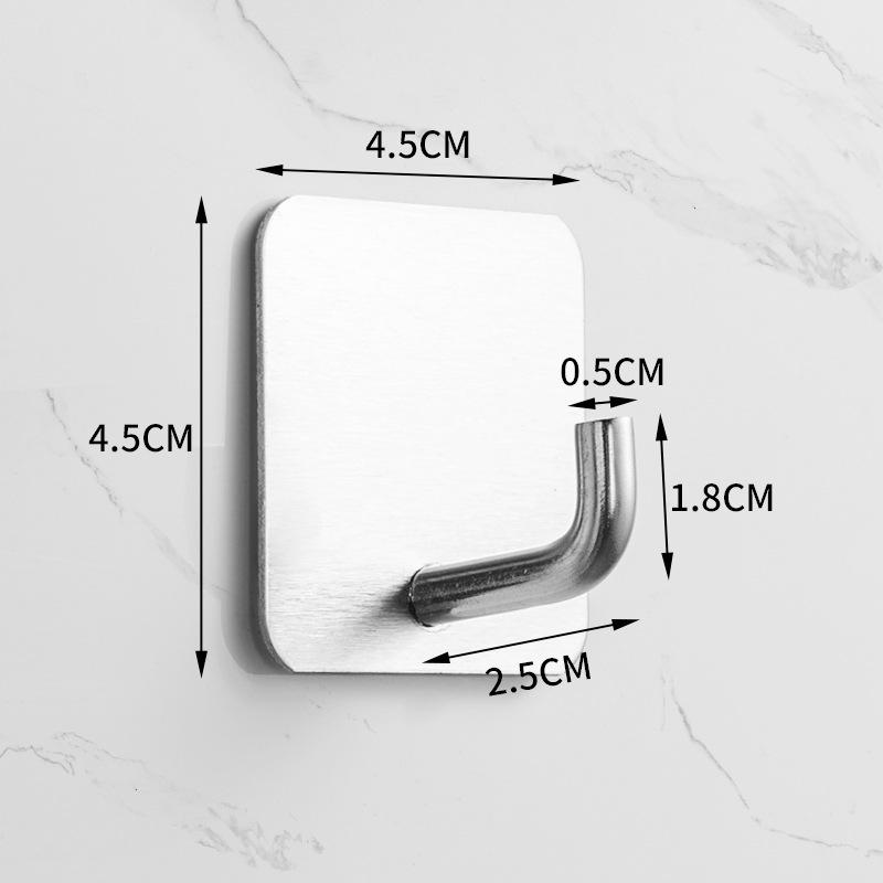 Traceless 304 Stainless Steel Adhesive Hook for Bathroom & Kitchen