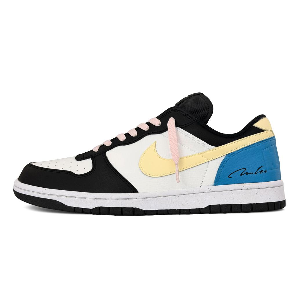 Nike Big Abrasion Resistant Low Top Skateboard Shoes Men's White Blue Black 355152-016(Team644-LK)