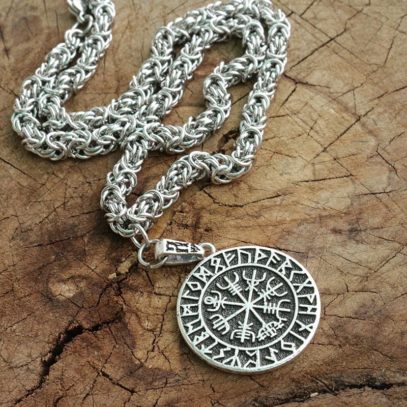 ODIN'S Vegvisir Symbol of Norse Runic Pendant Men Necklace Viking Runes Vegvisir Compass Soul Jewelry
