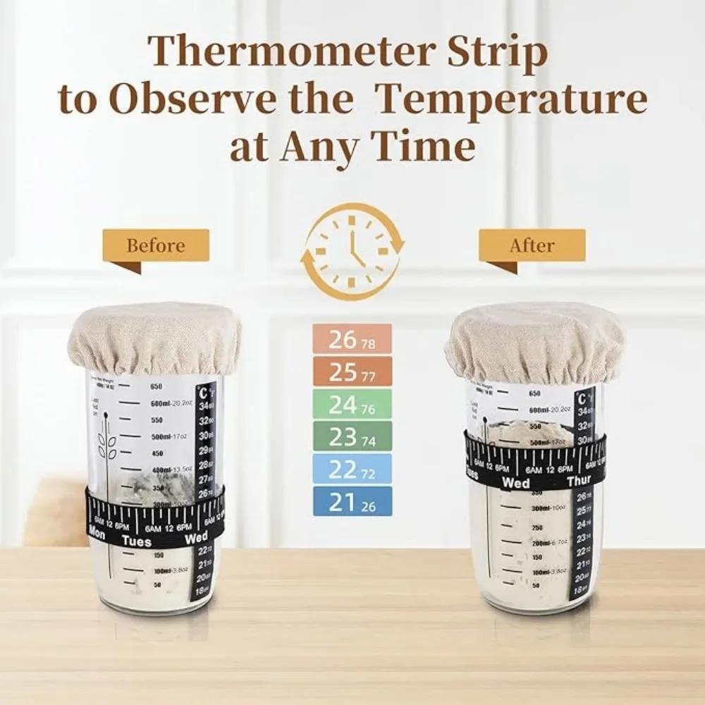 Sourdough Starter Kit 24Oz Sourdough Container Silicone Spatula Thermometer Lid for Perfect Gift Sourdough Bread Starter Kits