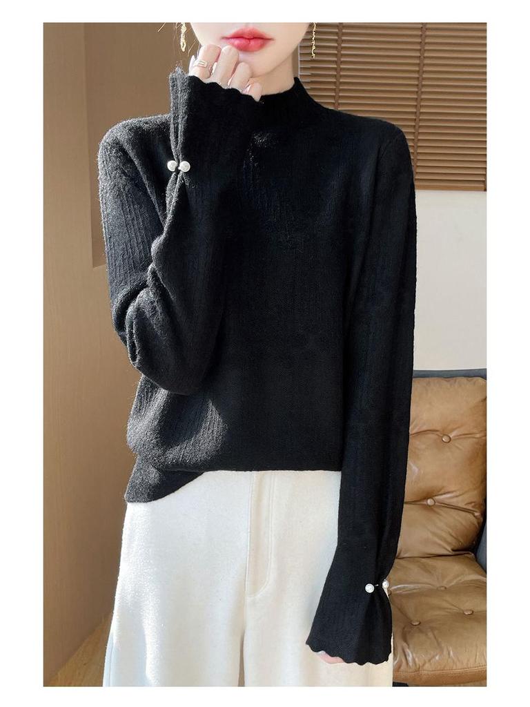 Pulover Tricotat Larg Elegant Călduros cu Gât Înalt pentru Femei 2025 - Strat de Bază Mai Gros pentru Toamnă/Iarnă