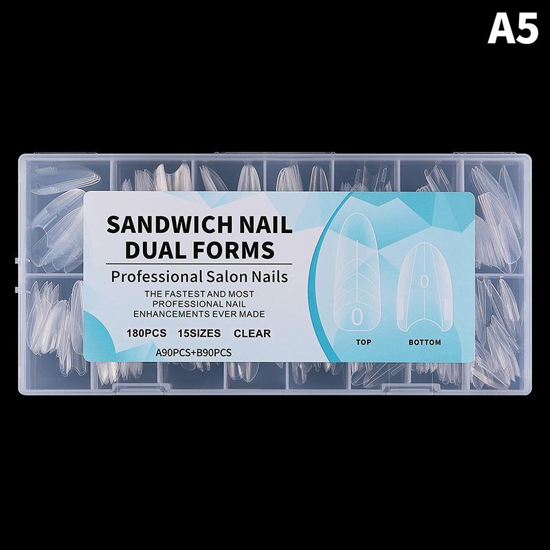Nail Forms Set 180Pcs Dual Nail Molds for Builder Extension Reusable Tips for Professional Manicure