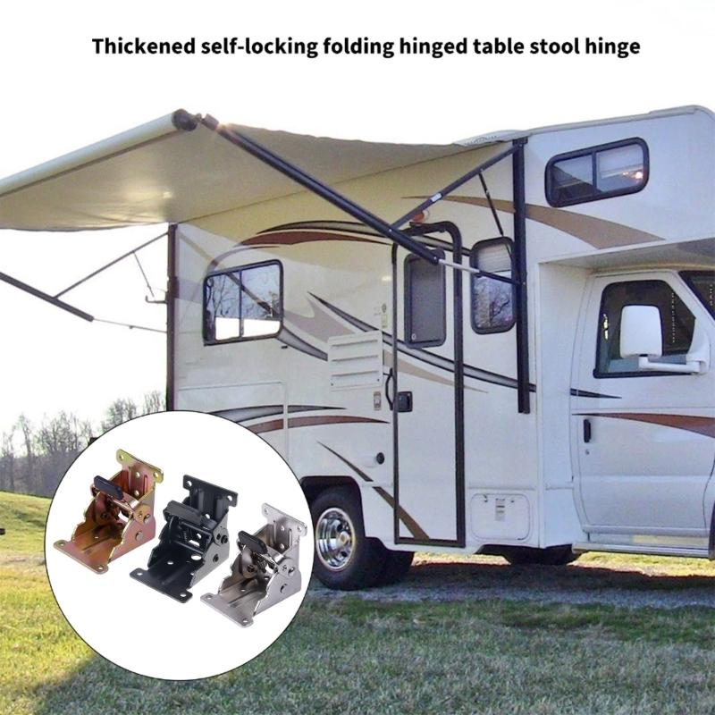 Strong Foldable Table Hinge with Safety Lock Mechanism Rusts Proof Designs Hinges for Indoor Outdoor Furniture Assembly