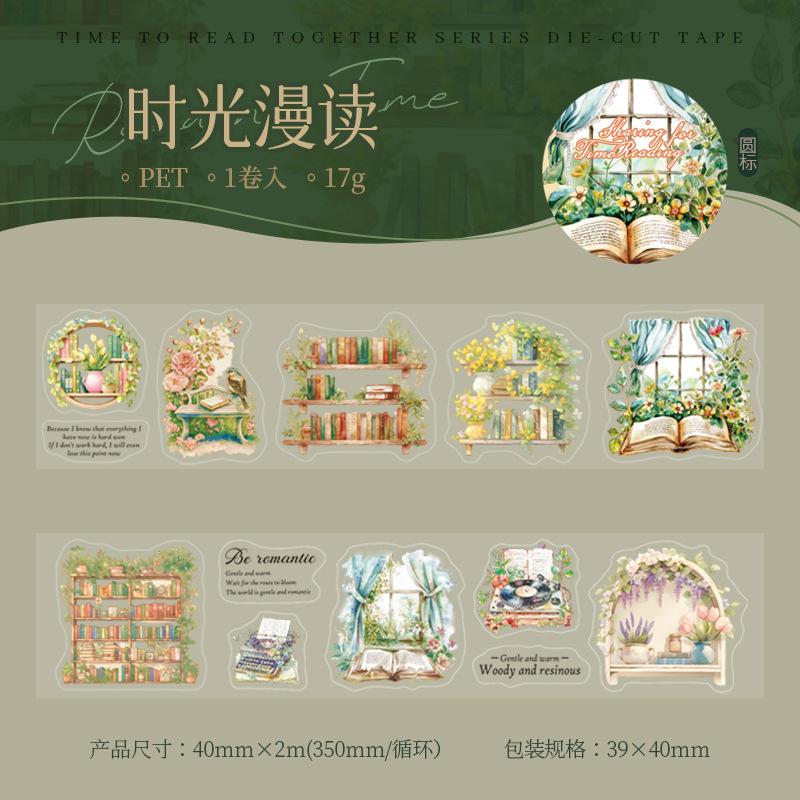 1pcs DIY Decoration Adhesive Tapes Japanese Reading Time Together Washi Tapes Masking Tapes Stickers Stationery