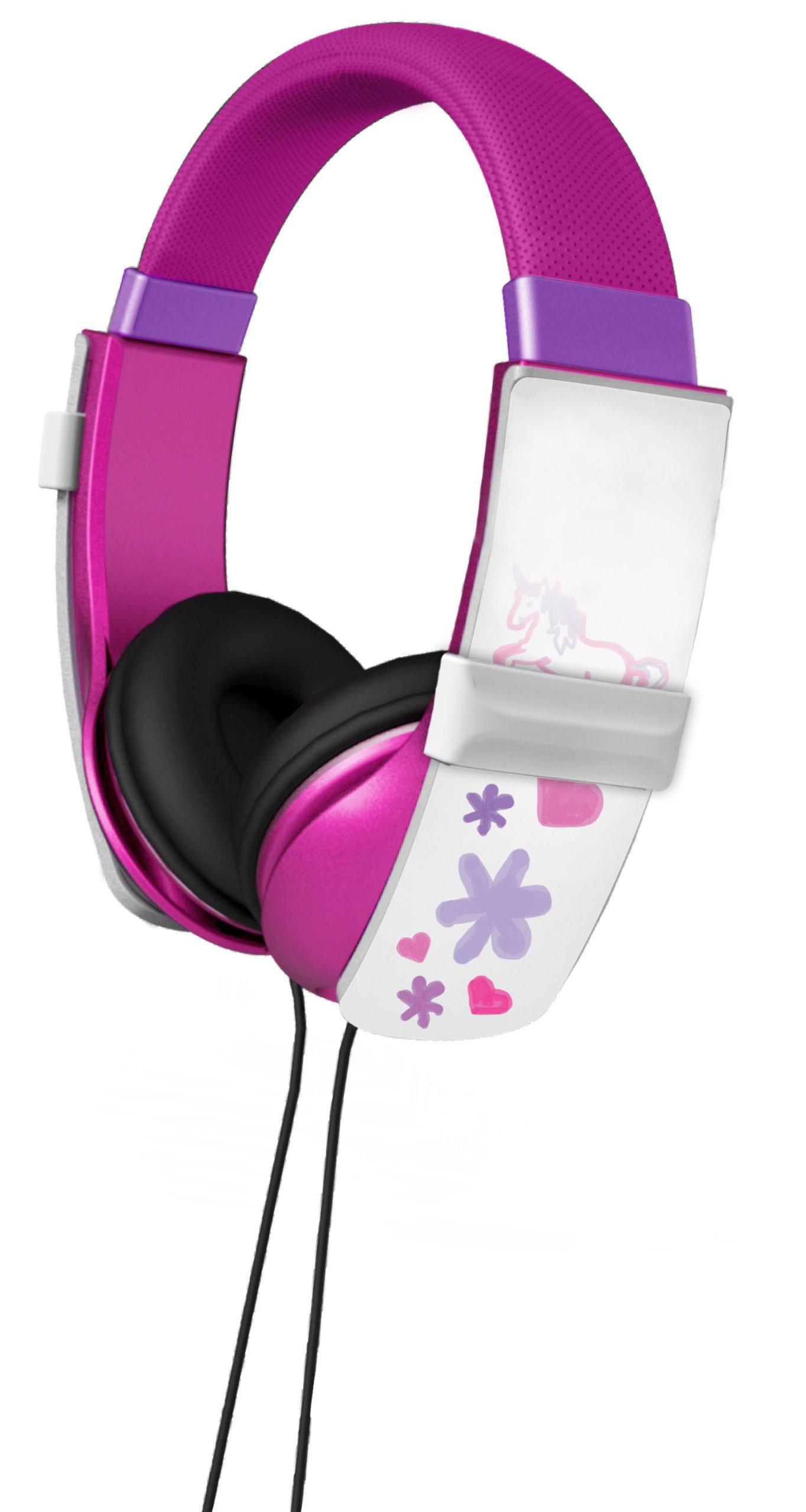 

iHip IP-DOODLE-P DJ Style Erasable Drawing Headphones with 4 Built-in Markers, Pink