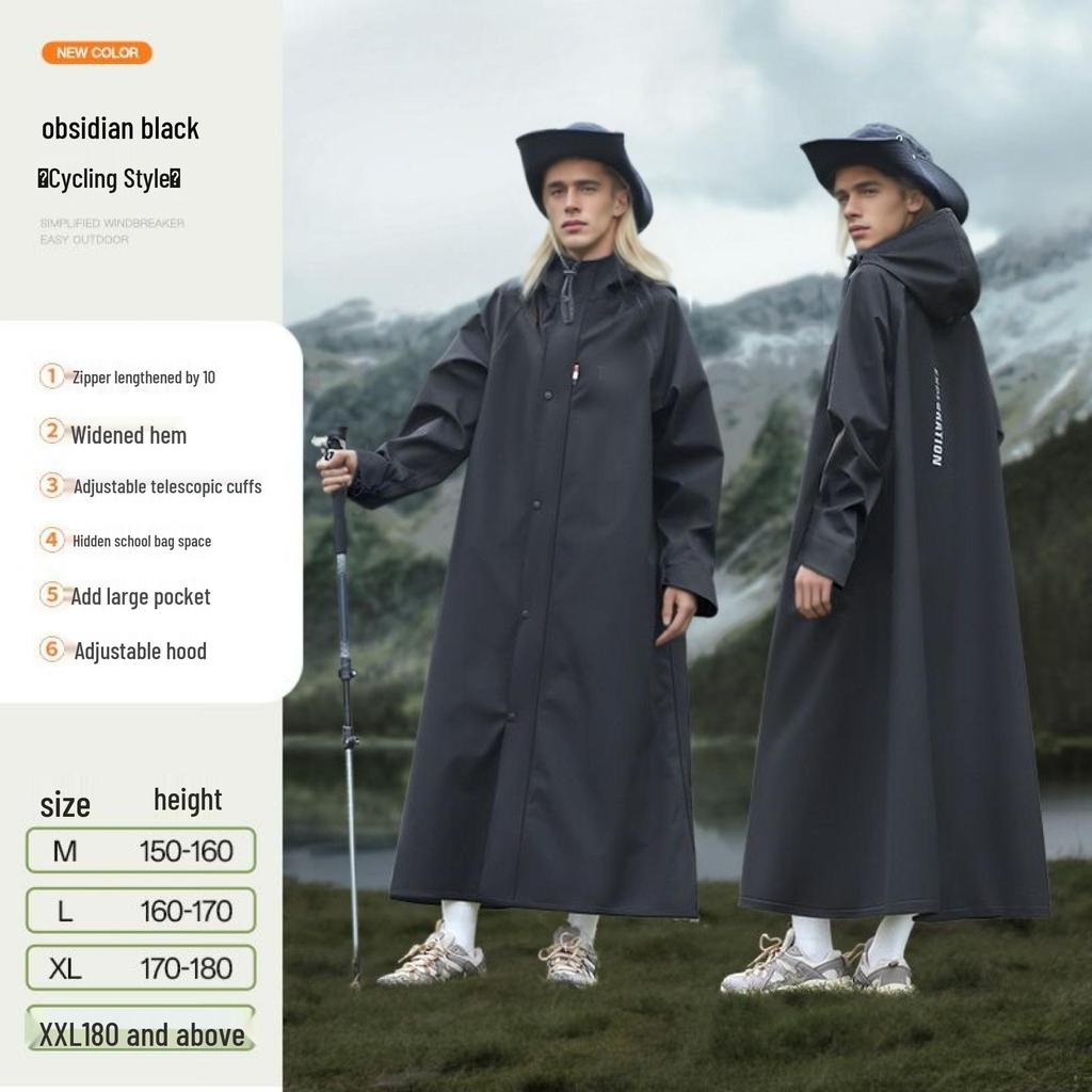 Extra Long Rainproof Motorcycle & Electric Bicycle Poncho - Stormproof One-Piece Overcoat