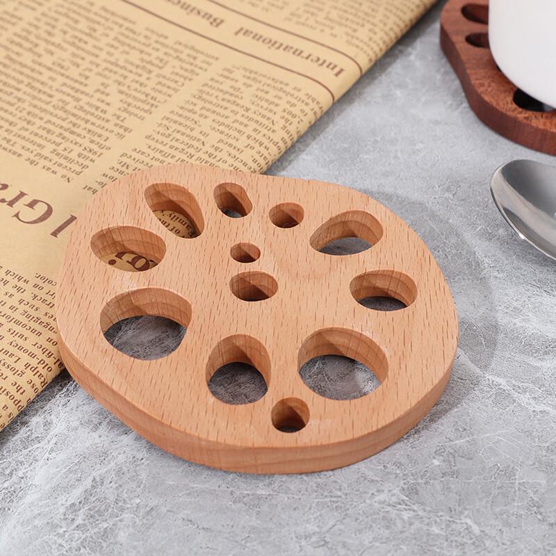 ZISIZ Solid Wood Lotus Root Coasters